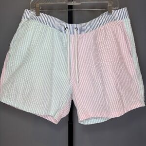J.Crew Factory Men's Striped Seersucker Swim Trunk‎ XL